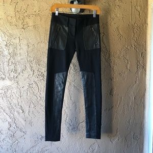 MACKAGE COLLECTION PANTS BLACK WOOL LEATHER SIZE 2